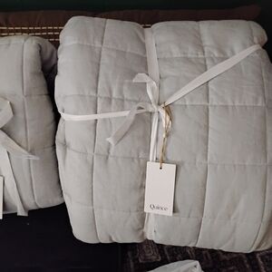 Quince Soft Gray Quilted Bedding